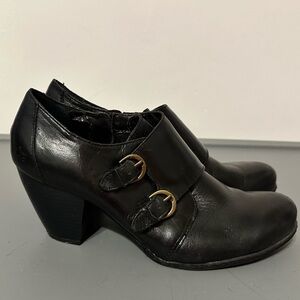 Born Concept Black Leather Heeled Ankle Boots